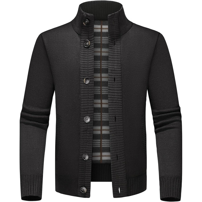 Чоловіча тепла куртка-трак з кишенями, однорядна, осінньо-зимова модель (Чорний, S)