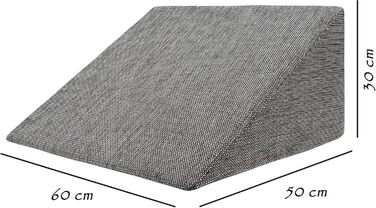 Подушка для сну та читання Formalind XL 60x50x30 см сірого кольору. Знімна та пральна наволочка. Подушка для рефлюксу.