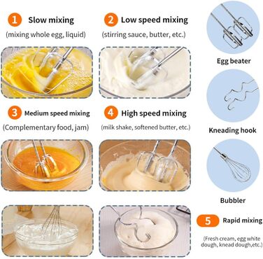 Міксер SOKANY 800W з нержавіючої сталі, 5 швидкостей, 3-в-1 (з гаками для тіста та вінчиками), Sk-02001