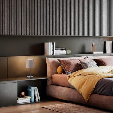 Вінтажна настільна лампа B.K.Licht з абажуром з тканини, 33x20 см (Taupe)