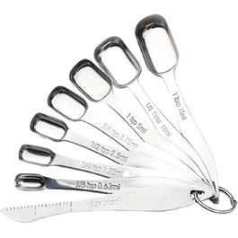 Measuring Spoon Set, Measuring Cup and Spoon Set, high-quality stainless steel measuring cups and spoons for dry and liquid ingredients (Color: A)