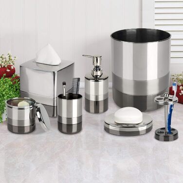 Набір аксесуарів для ванної кімнати Triune Elegante, 7 предметів, платина, нержавіюча сталь