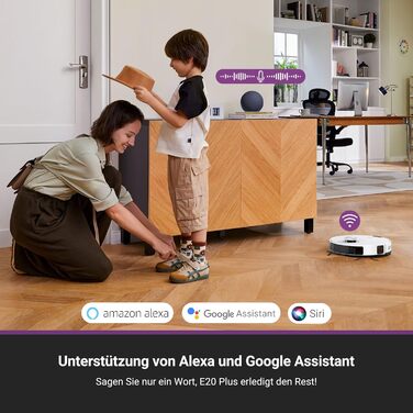 Робот-пилосос EUREKA E20 Plus з автопідняттям мопа та LiDAR-навігацією, 4000Pa, проти шерсті тварин, керування через додаток та голосовий помічник, білий