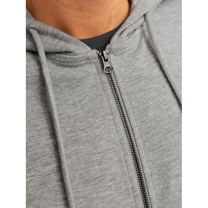 Чоловіча худі Jack & Jones однотонна з капюшоном, світло-сіра (розмір M)