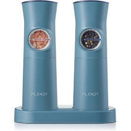 Gravity Electric Salt and Pepper Grinder Set, 2-Piece Set Rechargeable Electric Salt and Pepper Shakers with USB-C Charging Station, Electric Spice Grinder for Dry Spices
