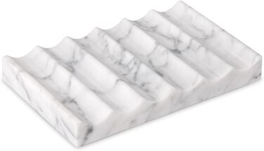 Склянка для мила з мармуру з отвором Carrara: прямокутна, хвиляста, самостійно спорожняється, для ванної кімнати та кухні