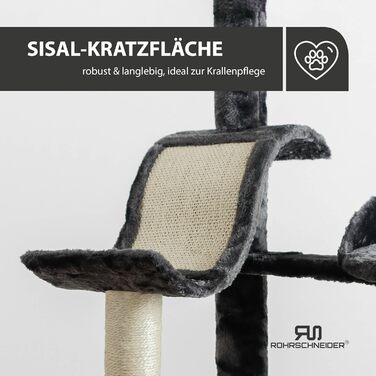 Драбина-стілець для котів Rohrschneider Kratzbaum Travel сірого кольору з інтегрованим м'ячиком та гамаком