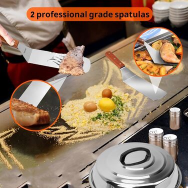 Набір лопаток для гриля Onlyfire FPA-5117: 9 шт. з нержавіючої сталі, для плоских грилів та сковорідок-грилів