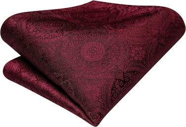 Набір краватки, нагрудного хустинки та краваткових затискачів Hi-Tie, золотий колір, темно-червоний візерунок павлина, для весілля та свят