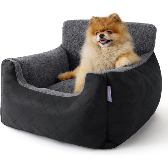 Автокрісло для собак Lesure - чорне, для маленьких собак, водовідштовхувальне, з поворотком для повідка