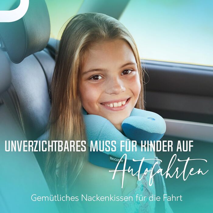 Подушка для шиї BCOZZY для дітей 8-12 років, сірого кольору, середня, для подорожей. Запобігає падінню голови, м'яка, зручна, можна прати.