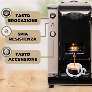 FABER COFFEE MACHINES | Slot Plast Model | POD Coffee Machine 44 mm | Adjustable Brass Pad Press (GRAY/BLACK)