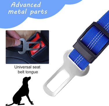 Автомобільні ремені безпеки для собак, регульовані, 2 шт., чорний + синій