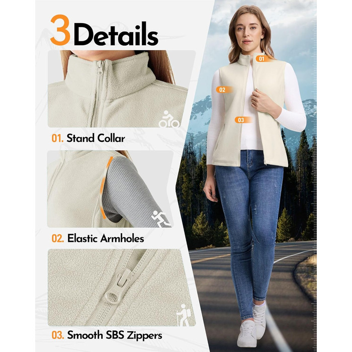 Жіноча флісова жилетка Outdoor Ventures - тепла, безрукавка для спорту, туризму та відпочинку (Wollweiß, XS)