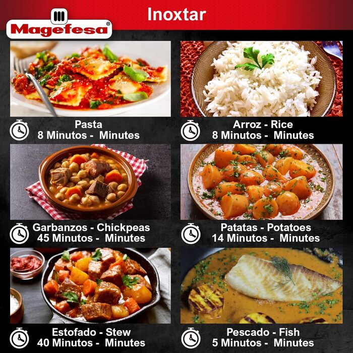 Скороварка Magefesa Inoxtar 10 л, нержавіюча сталь 18/10, індукція, здорове приготування, 5-шаровий термодно, поворотний замок
