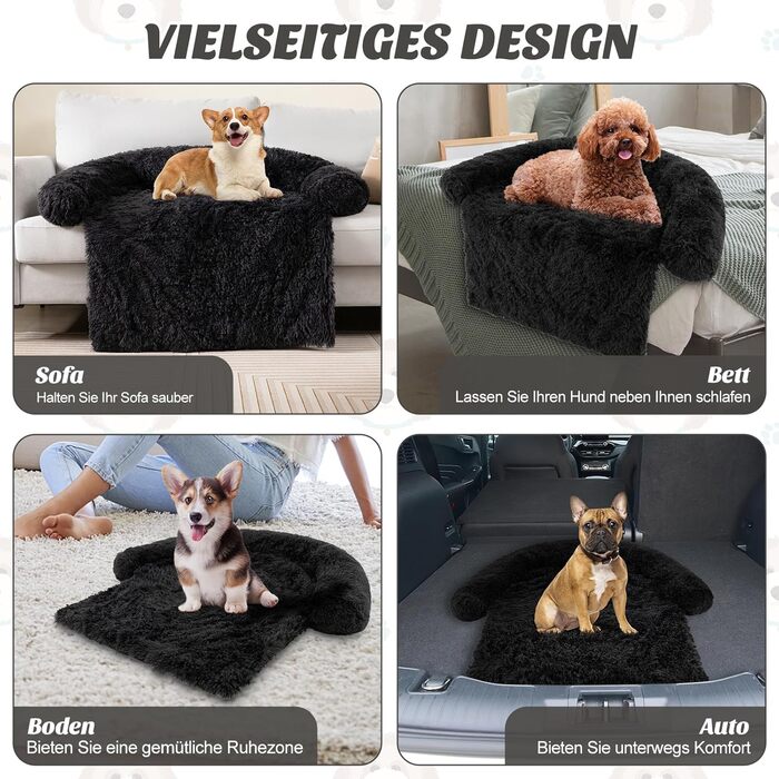 М'яке ліжко для собак Costway, захист дивану, подушка для собак, зручне плюшеве ліжко для маленьких, середніх та великих собак і котів, 112 x 101 x 18 см, сіро-білий колір