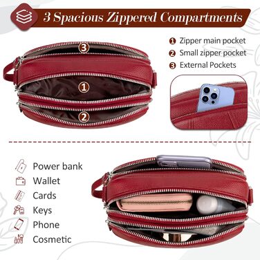 Сумка жіноча через плече кросбоді Leder (шкіра), червона: стильна міні-сумка з широким ременем та відділенням для карт