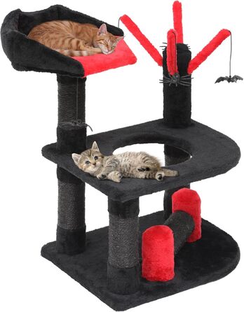 Кігтеточка YITAHOME Готичний XL, 160 см, з 4 колонами з сизалю, 1 дощечкою для шліфування, гамаком, 2 кулями-іграшками, платформами для сну, чорна