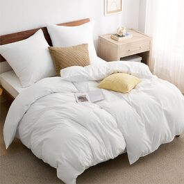 BEDSURE Комплект постільної білизни 135x200 см, 4 шт. (2 наволочки 80x80 см, 2 простирадла 135x200 см), білий, поліестер мікрофібра, ÖKO-TEX, з блискавкою