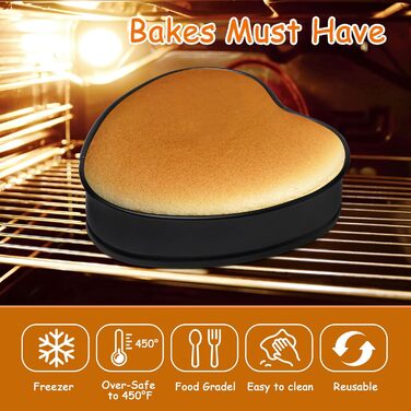 Форма для випічки BelleStyle Kleine Herz, 4 шт., 12 см, серцеподібна, антипригарна, з плоским дном, для випічки тортів, хліба