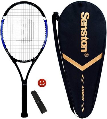Тенісний racket Senston для професійних тренувань: ракетка для жінок та чоловіків з сумкою, овергрипом та демпфером вібрацій, блакитний, 27 дюймів