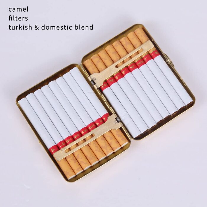 RWXCOW cigarette case for 16 cigarettes, 9.5x7 cm, gold