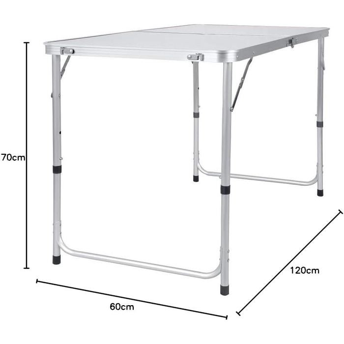 Складний алюмінієвий стіл 120 см для пікніка, кемпінгу, саду та вечірок. 3 регульовані висоти.