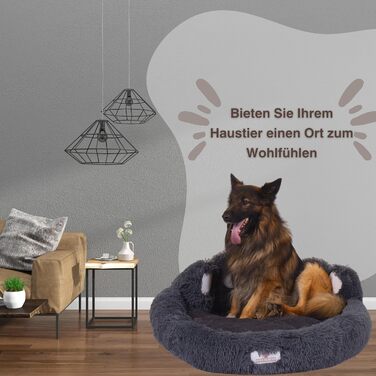 pfoten&nasen® Bear Paw Dog Bed [Pink, M - 75cm] For Medium-Sized Dogs, Washable Dog Bed, Donut Dog Bed, Round Dog Bed, Fluffy Dog Bed, Dog Bed, Donut Dog Bed.