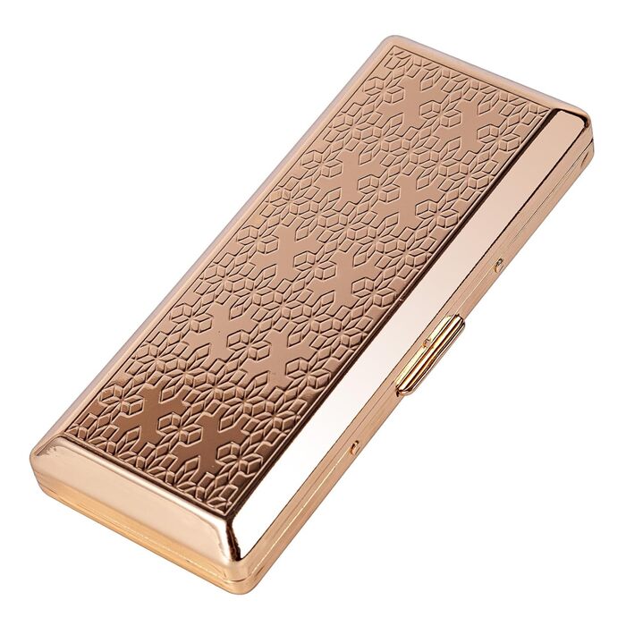 Вінтажний металевий тютюнониця для жінок та чоловіків, вміщує 18-20 сигарет (100 мм), золотий у горошок