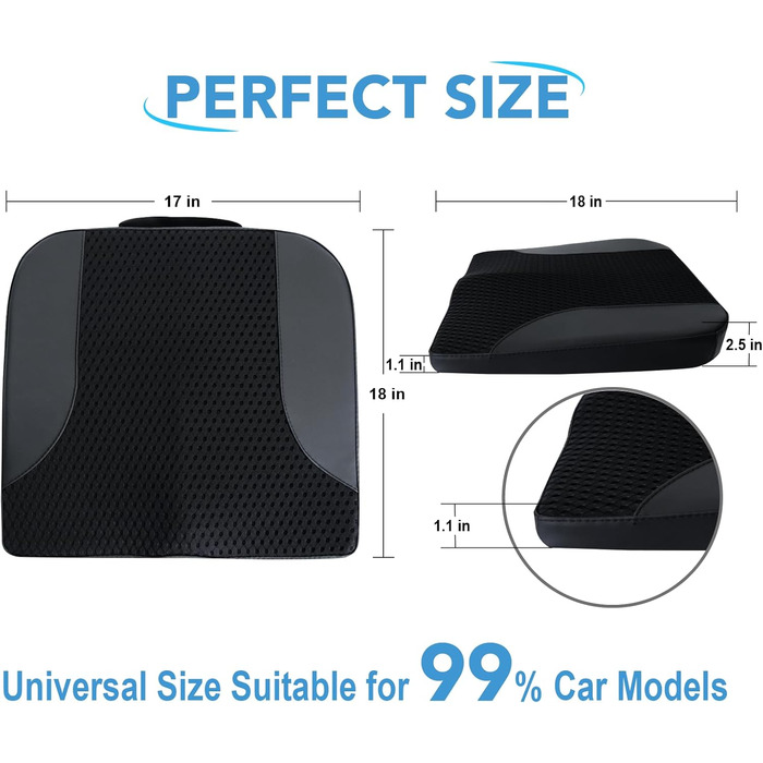 Автомобільне сидіння з Memory Foam для полегшення болю в куприку та попереку. Підходить для авто, вантажівки, офісу, інвалідного візка. Чорний колір.