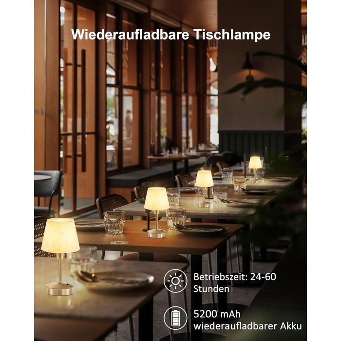 LED-лампа Egobasic настільна бездротова, 5200mAh, торкання, диммування, для дому та вулиці