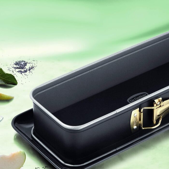Dr. Oetker Rectangular Springform with Serving Base 30 x 12 cm Baking Idea – Square Baking Pan with cut- & scratch-resistant flat bottom & Enamel Coating – Cake Baking Pan with Non-Stick Coating