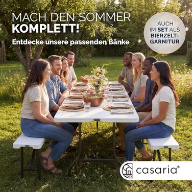 Садовий стіл Casaria® 183x76 см, складний, білий - для саду, тераси, кемпінгу