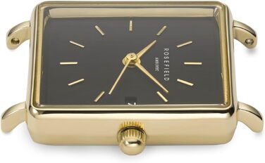 Жіночий наручний годинник Rosefield Boxy XS білий циферблат Sunray, золотисто-чорний, 22x24 мм