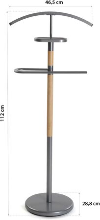 Верстат Versa Holstebro: сучасний чоловічий вішак з 2 гачками, 112 x 28,8 x 46,5 см, метал та дерево, білий (сірий)