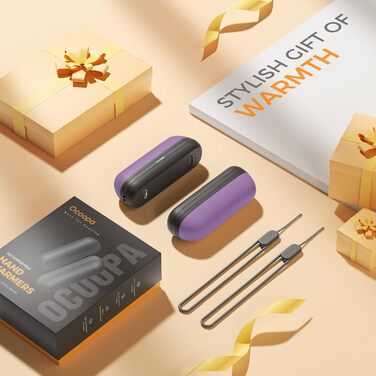 Нагрівач для рук OCOOPA UT2S Mini, 5200mAh, 2 шт. в комплекті, магнітний, електричний, для кемпінгу та активного відпочинку, подарунок для жінок та чоловіків (чорний/фіолетовий)