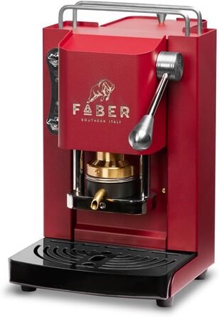 Кавова машина FABER Pro Mini Deluxe для ESE-подушок 44 мм, хром, латунний прес, червоний