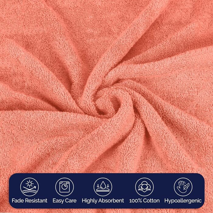 Набір рушників Elegant Comfort Premium з турецької бавовни, 6 предметів (2 рушники для обличчя, 2 для рук, 2 банні), суперм'які та гігроскопічні, коралловий