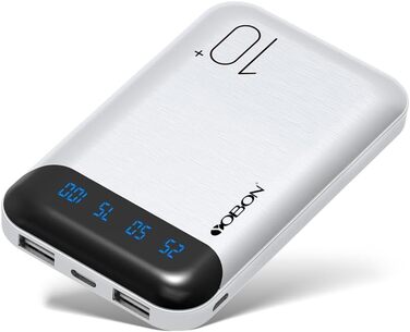Портативний зарядний пристрій Power Bank 10000mAh з двома USB виходами та USB-C входом. Сумісний з Huawei, iPhone, iPad, Samsung, Android. Компактний, мініатюрний.