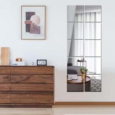 Дзеркало настінне повноекранне, акрилове, без рами, 40 x 100 см. Ідеально для дому, фітнесу та танців