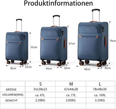 Великий валіза на колесах 78x48x30 см, тканинний, з кодовим замком, 109 літрів, блакитний