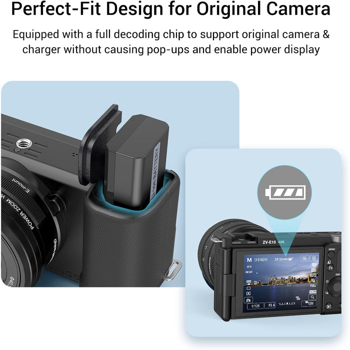 SMALLRIG Запасні акумулятори для Sony NP-FW50 (2 шт.) з LCD-дисплеєм та зарядним пристроєм. Сумісні з Sony ZV-E10, A6300, A6400, A6500, A7 II, A7R II, A7S, A7S II, A7R, RX10 III