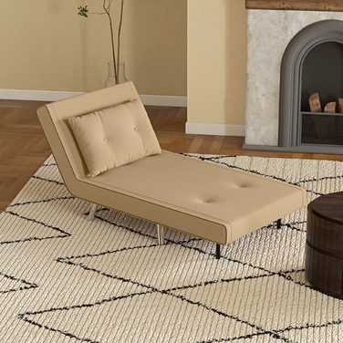 HOMCOM Sleeper Chair Folding Chair with Bed Function 77x88x83cm, Single Sofa with Cushion, Velvet Upholstered Sofa in Brown for Guests