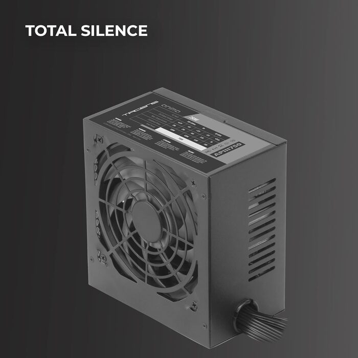 Блок живлення для ПК Tacens Anima APIII750 ATX 750W, SMD та DC-DC технології, ККД 85%, ультратихий 12см вентилятор, плоскі кабелі, чорний