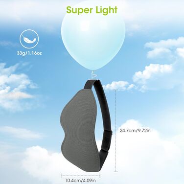 Маска для сну Laitver для тих, хто спить на боці, 2025, 3D, повна світлоізоляція, для жінок та чоловіків, зручна, дихаюча, без тиску, з регульованою гумкою, для подорожей (світло-сіра)