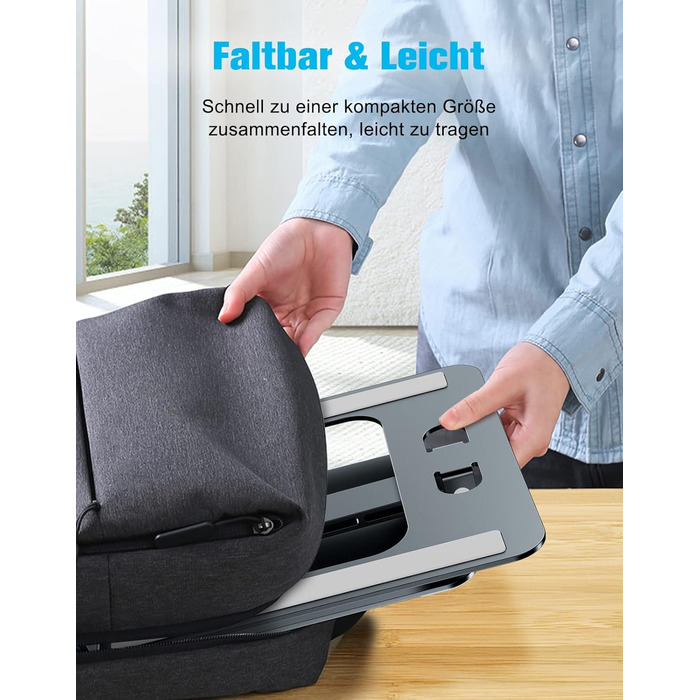 Підставка для ноутбука Babacom, регульована по висоті, складна, з алюмінієвого сплаву, ергономічна, з вентиляцією, сумісна з MacBook Air, Pro та іншими ноутбуками 10-16' (сіра)