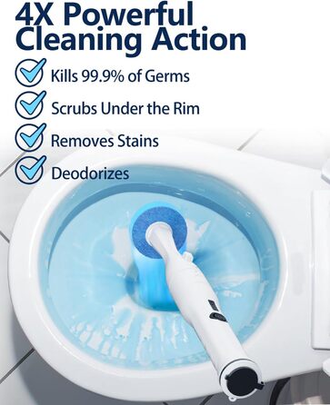 Electric Toilet Brush and Holder, Leebein Electric Toilet Bowl Scrubber Kit with 8 Replaceable Brush Heads, Disposable Toilet Brush with 6 Cleaning Refills, 2 Grout Brushes (Replacement Brush 36)