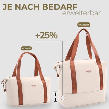 Набір валіз FERGÉ Milano 5-в-1: 3 розміри + сумочка для косметики + сумка для подорожей. Легкі валізи на 4 колесах, бежево-коричневий колір