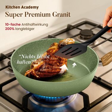 Набір посуду Kitchen Academy для індукційних плит, 17 предметів, антипригарне покриття, зелений
