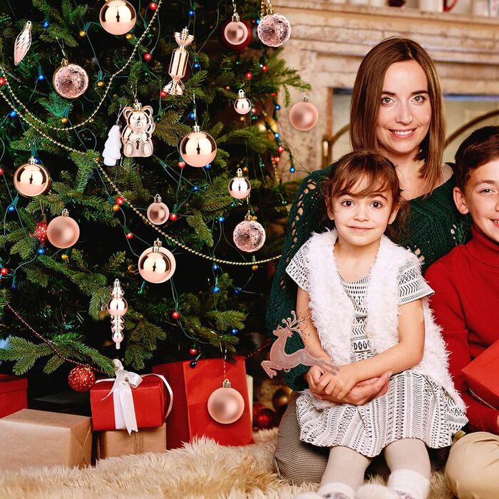 30 шт. Новорічні кулі Рожеве золото, прикраси для ялинки, 3см, 4см, 6см, міцні, для дому та святкування